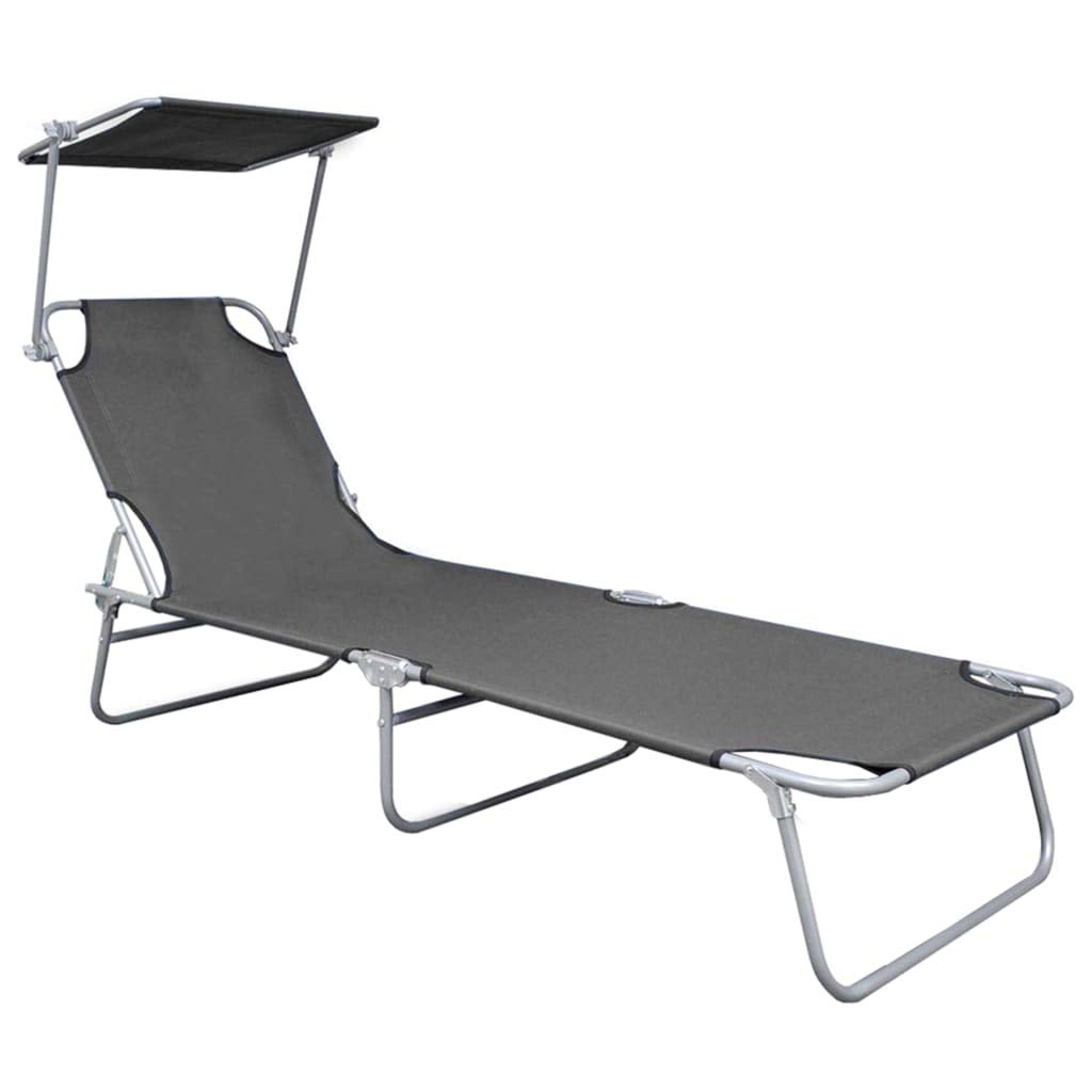 Lettino pieghevole con tettuccio parasole, in alluminio, schienale regolabile, per giardino, cortile, parco, piscina o spiaggia, telaio in alluminio verniciato a polvere, max