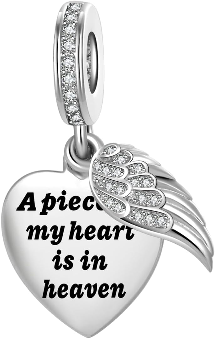 Wing with Quotes Heart Charms fit Pandora Charm Bracelets Memorial Christmas Birthday Jewellery Gift for Women Daughter Sister Niece Granddaughter
