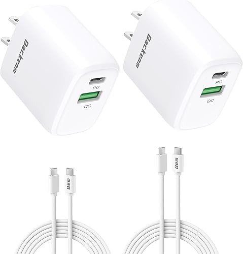 Miniatura 8 de Cargador para iPhone 16, paquete de 2 bloques de carga USB C de doble puerto de 20 W con 2 cables tipo C a C de 5 pies, bloque de carga tipo C para