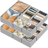 SIMPLE HOUSEWARE Foldable Drawer Organizer for Clothes/Underwear/Panty/Onesie Stocking Bin, Set of 12, Gray