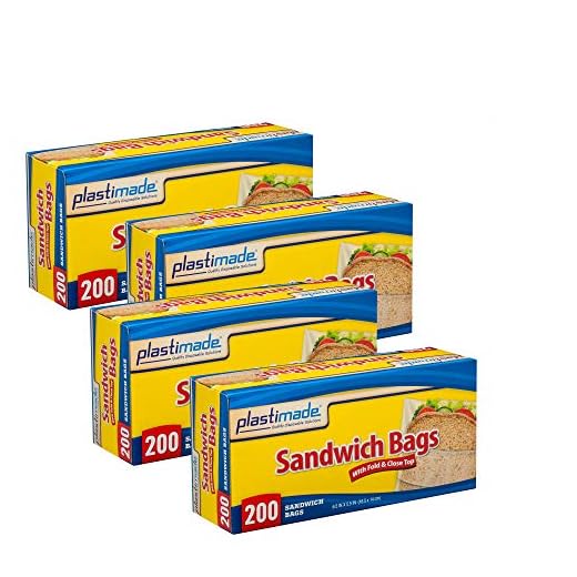 Plastimade Sandwich Bags With Fold & Close Top (6.5 in X 5.5) in 200 Count Pack of 4