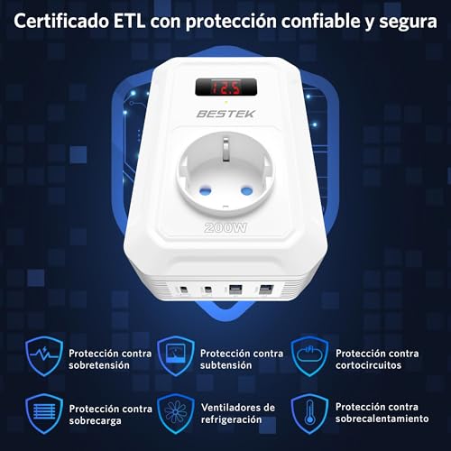 Transformateur 12v 220v 200W anti-surchauffe avec multi protections et 4 USB - 2