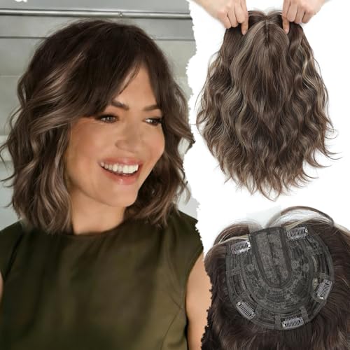 UDU 11' Hair Topper for Women with Thinning Hair, Natural-Looking Wiglet, Lightweight & Add Volume Hairpiece for White HairRoots Cover, Changing Hairstyle, Trendy and Comfortable Design