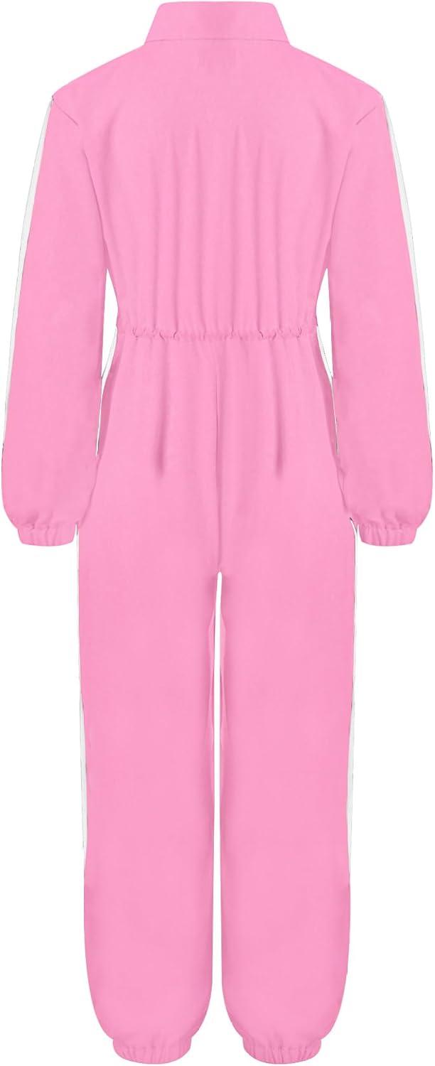Kids Girls Boys Long Sleeve Coveralls Turndown Collar Zipper Jumpsuit Flight Suit with Pockets Daily Wear