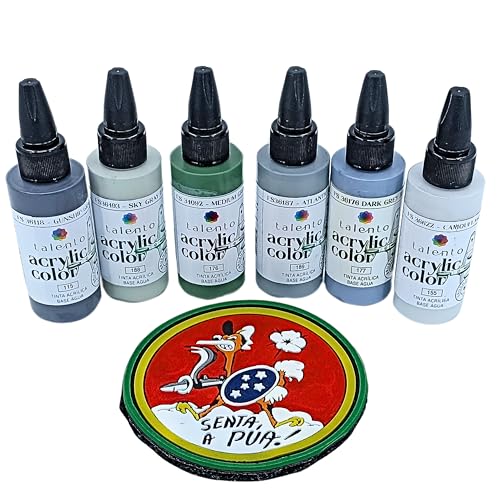 Tinta Acrílica para Modelismo Talento, Conjunto Força Aérea Brasileira com 6 Cores de 30ml, Compatív