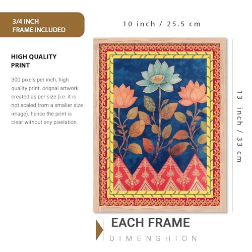 Image of Kotart Indian Art Traditional Floral Paintings for Living Room | Painting for Wall Decoration| Framed Wall Painting for Home Room Bedroom Office Wall Decor| Wall Poster With frames (Art 9, (10x13 inch), Framed)