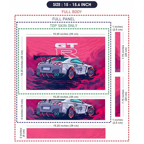 Image of Full Body UV Printed Removable Premium Laptop Skin Upto 15.6 inch Sticker Compatible for Dell /HP /Lenovo /Acer /Asus All Laptop Size Upto 14 to 15.6 Inch - GTR Rearview Power