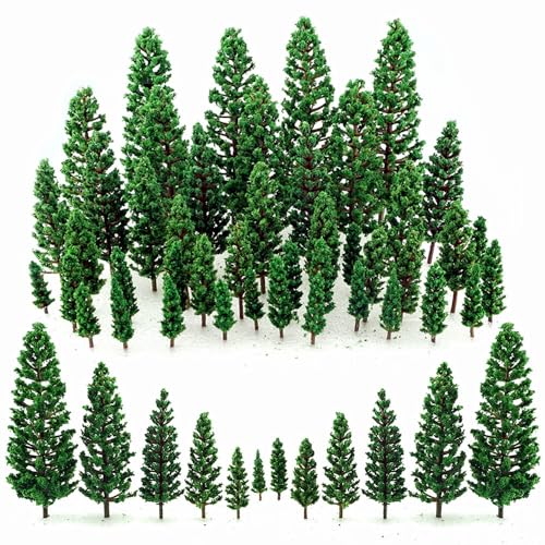 FAZHBARY 44 PCS Model Miniature Trees Plastic Pine Diorama Trees Woodland Scenic Train Scenery Architecture for Crafts Landscape