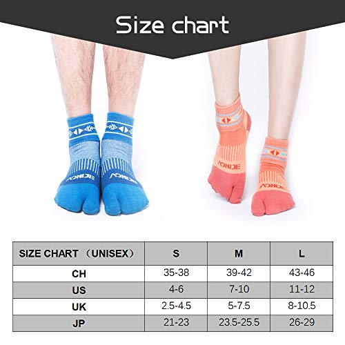 DECDEAL Meias de algodão do dedo grande do pé de 2 pares Meias esportivas de dois dedos Meias de gin