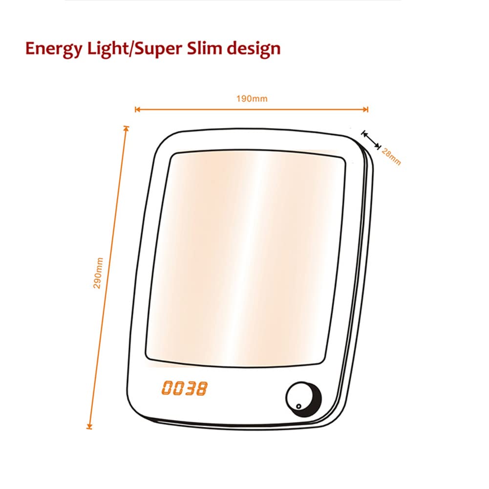 Lampe De Luminothérapie, 10000Lux Sans UV Simulation De La Lumière Du Jour, 3 Minuterie Niveaux De Luminosité Réglables, Rotatif Bouton Mécanique Naturel Lumière Du Soleil Lampe,Blanc