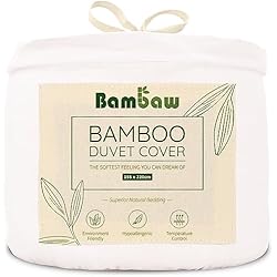Sabanas Ecologicas Bambaw – Funda Nordica Cama 90 (155x220 cm), Ropa de Cama de Bambú, Suave, Hipoalergénica, Transpirable, Sábanas Ecológicas – Blanca