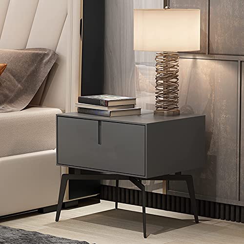 Table de chevet 2 tiroirs 52x40x49cm en fer forgé moderne pour rangement chambre