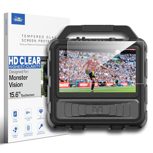 INNOSURE Premium Tempered Glass Screen Protector designed for Monster Vision Portable TV Entertainment System 15.6