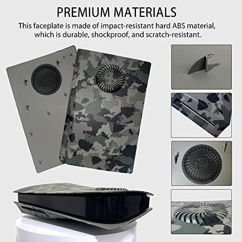 Faceplate for PS5 with Cooling Vents and Dust Filter DOBEWINGDELOU Side Plate for PS5 Disc Edition Console Cover Replacement Face Plate Shell Dustproof Accessories ABS Case Camo Green by Dobewingdelou - Image 3