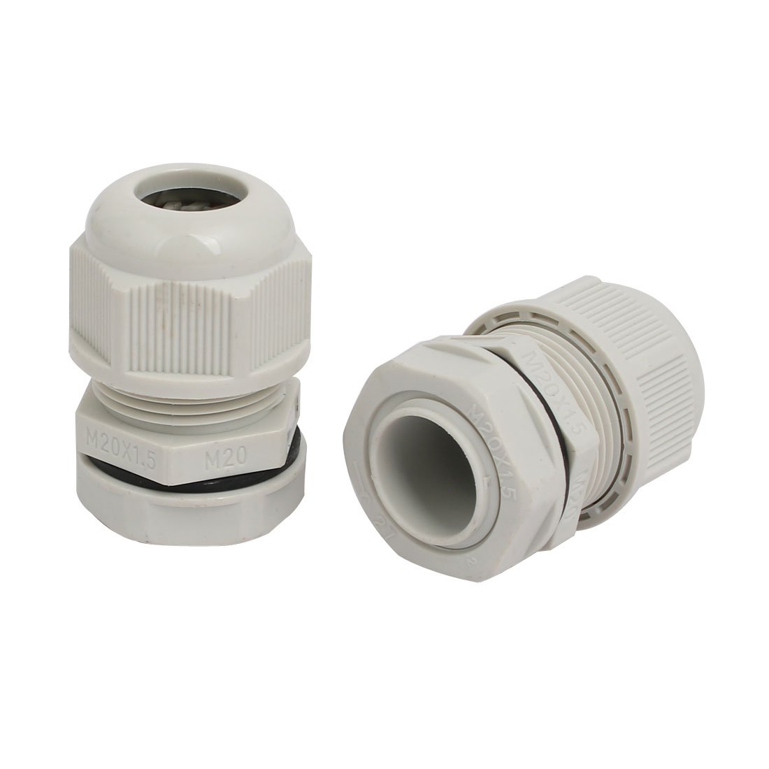 Aexit 5 Pcs Transmission M32x1.5mm 2 Holes Adjustable Cables Gland Fixing Connector Fastener Gray