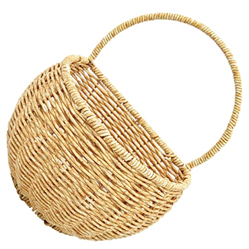 CONGARTENO Wall Mount Hanging Basket for Kitchen Handwoven Storage Basket Space-saving Vegetable Holder Decorative Wall Organizer for Fruits and Seasonings