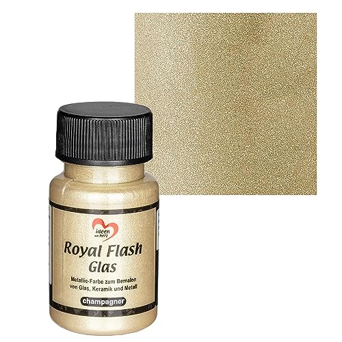 Ideen mit Herz Royal Flash Peinture pour verre, métallisée, avec particules de paillettes les plus fines, 50 ml (champagne)