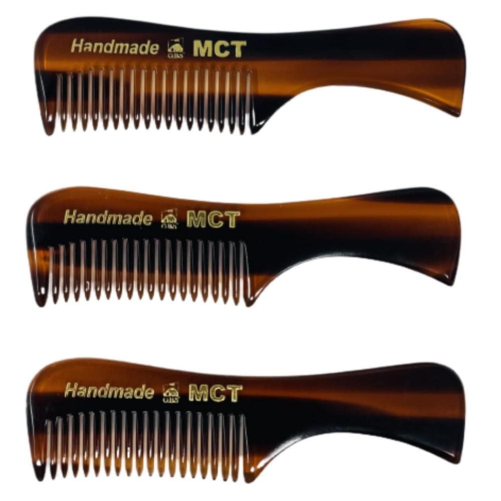 GENTS Mustache and Beard Styling Comb, pocket sized (Tortoise Shell, 3 Pack)
