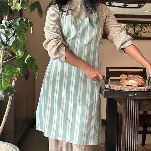 Image of Oak & Lily 100% Cotton Kitchen Apron | Fully washable with large front pocket | European quality | Made for Indian sizes