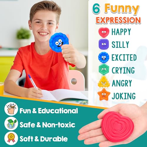 Sensory Toys for Kids Toddlers - Social Emotional Feelings Toys for Special Needs, Texture Shapes Learning Tactile Toy Preschool Classroom Must Haves, Calm Down Sensory Toys for Autistic Children - Thumbnail 2