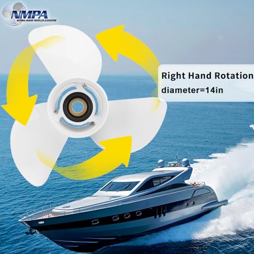 Image of VIF Aluminum Boat Propeller with Yamaha 60HP 70HP 75HP 80HP 85HP 90HP 115HP 130HP Outboard Engines,15 Tooth, Rh