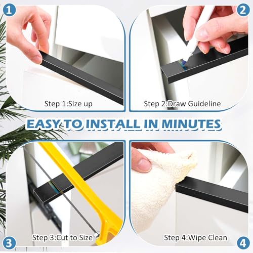 Image of MorningRo 8 Pcs Aluminum Cabinet Edge Protector for Wall Door Frame Cabinets Protection, Slip on Cabinet Door Edge Protector for Prevent Wear, Suit for Thickness Less Than 3 /4 inch (Matte Black)