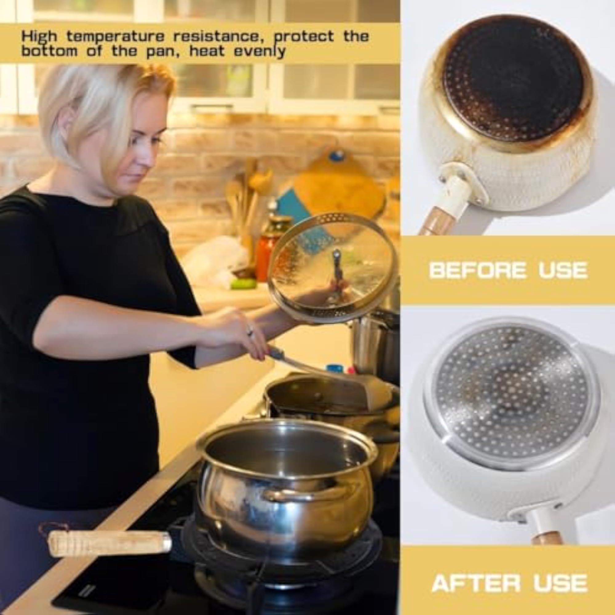 Simmer Ring Plate Stainless Steel with Wooden Handle