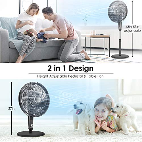 Air Choice Pedestal Fan, Outdoor Oscillating Fan With Remote Control, 4-Speed Options, 3 Mode, Large Outdoor Fan, Adjustable Height, 2 In 1 Circulating Floor Fan For Living Room, Patio #TOP4