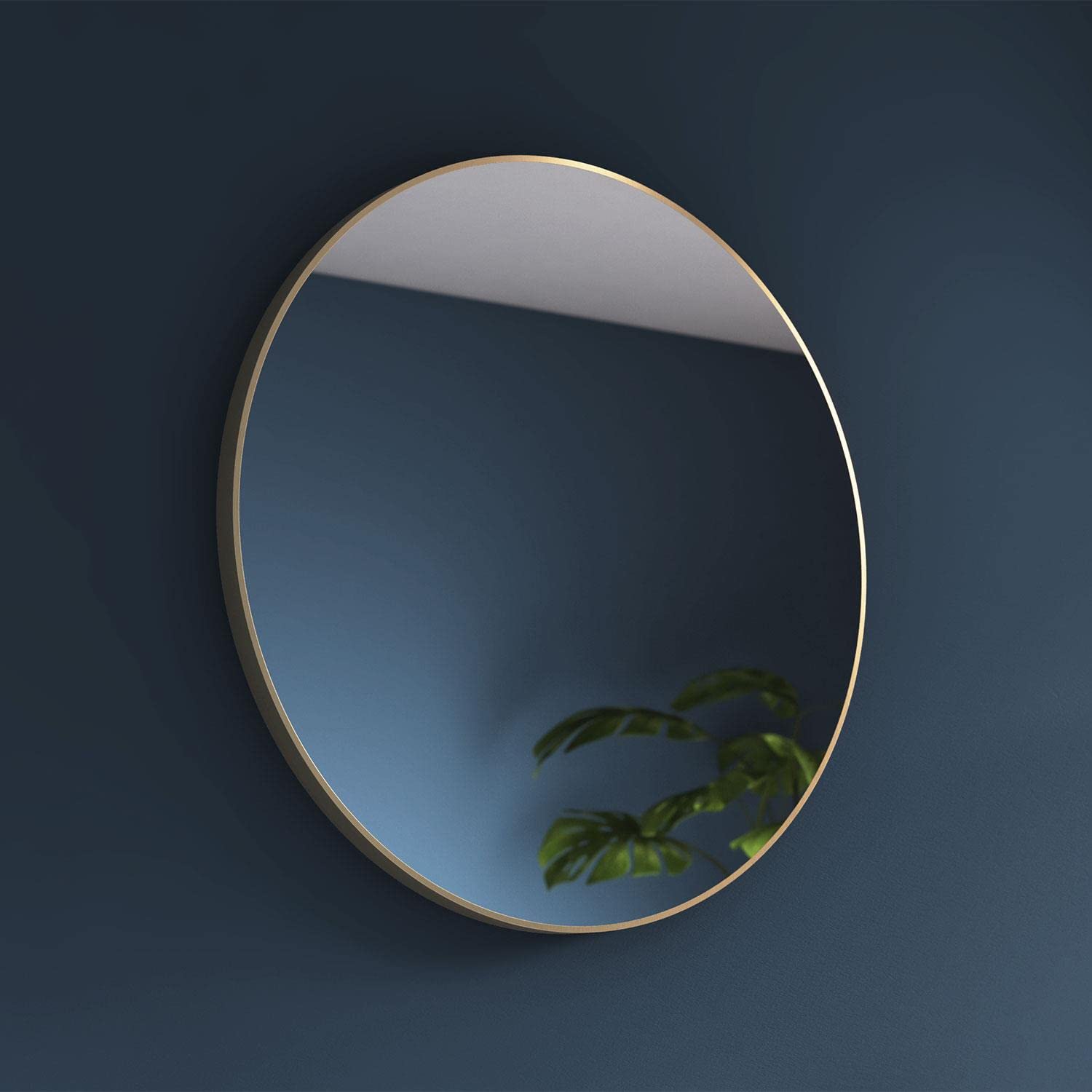 Pebble Grey Brushed Brass Bathroom Circle Mirror 600x600mm - Jett Rotatable Round Wall Mirror, Wall Mounted Vanity Bathroom Mirrors, Round Mirrors for Walls, Bedroom, Living Room, Bathrooms & Hallways