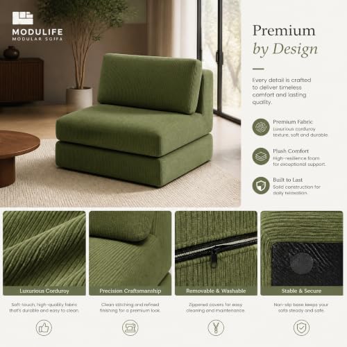 Vorthio Firm Japanese Style Low-Back Folding Sofa Bed - Floor Couch, Green by Vorthio - Used condition - Image 6