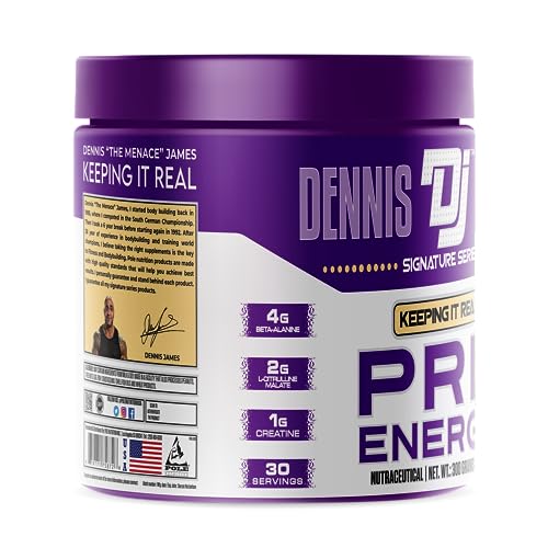 Image of Dennis James Signature Series Pre Energy | Pre Workout | Strawberry Kiwi Flavor | 300g, 30 Servings | Premium Energy Boost for Intense Workouts