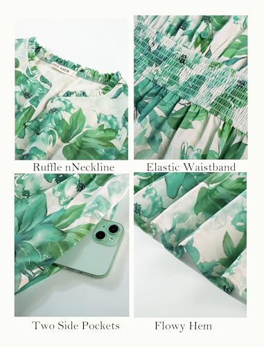 Image of GRACE KARIN Women's Floral Maxi Dress 2026 Fall Long Sleeve V Neck Empire Waist A Line Flowy Dress with Pocket