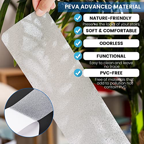Stair Treads For Wooden Steps, 4X30 Inch - 15-Pack Peva Anti Slip Stair Tread, Stair Grips Non Slip - Clear Stair Treads Non-Slip, Stair Runners For Wooden Steps, Stair Treads For Dogs #TOP3