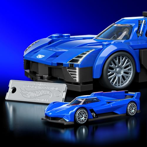 Image of Mattel Brick Shop Hot Wheels Speed Series Construction Kit, Cadillac Project GTP Hypercar with 236 Pieces, Realistic Details and Individual Stickers, for Collectors and Children from 10 Years, JFR89