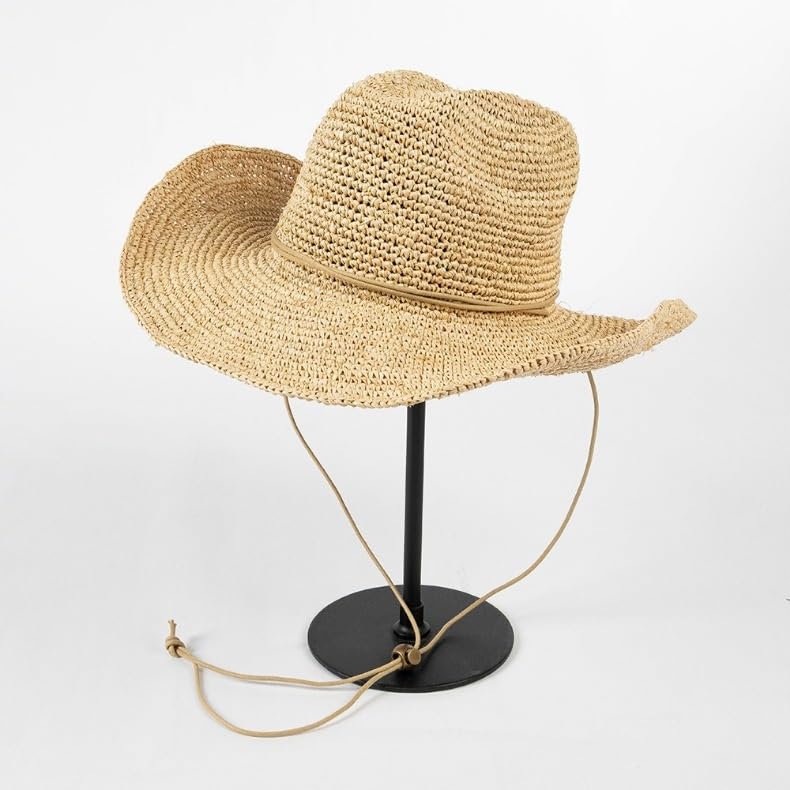 Chapeau en denim de paille au crochet ajustable pour femme et homme - 3