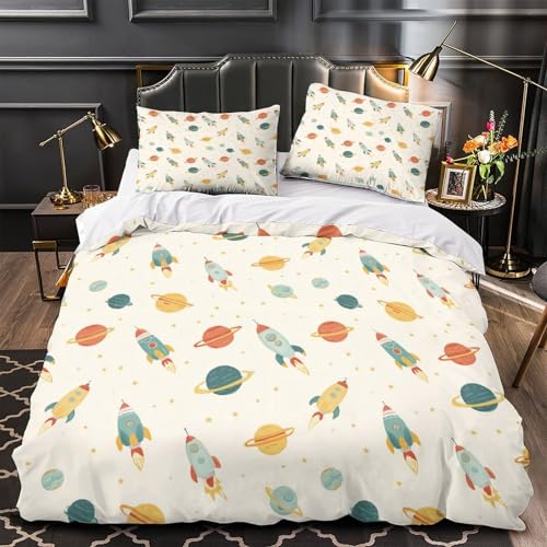 Housse de couette 3D effet microfibre douce et résistante sur thème spatial - 2