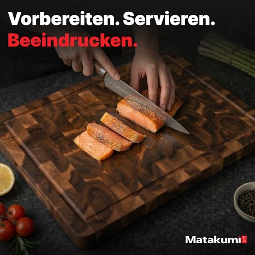 Matakumi Holzschneidebrett Akazie 40x30x3 cm, Saftrille, beidseitig – Ansicht 2