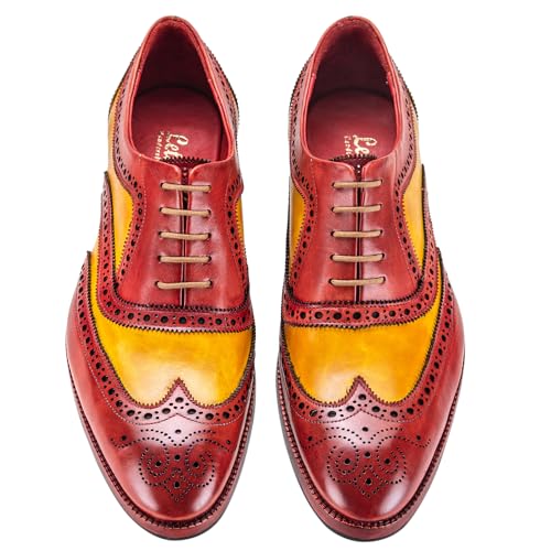 Image of Lethato Wingtip Brogue Oxford Handcrafted Men's Genuine Leather Lace up Dress Shoes