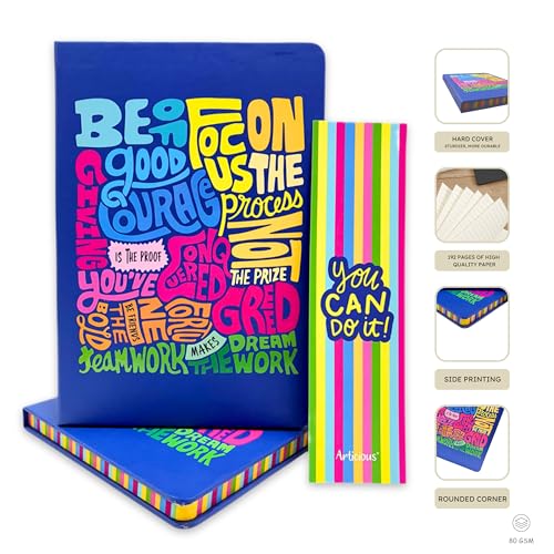 Image of Notebook Set, Premium Hardcover Journal, Bookmark and Matching Box |192 Ruled Pages, 80 GSM | A5 Ruled Writing Notebook for Girls, School & Office - You Can Do It