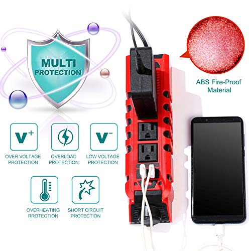 BYGD 150W Car Power Inverter DC 12V to 110V AC Converter with 3 Charger Outlets and Dual 2.4A USB Ports Cigarette Lighter Socket Adapter