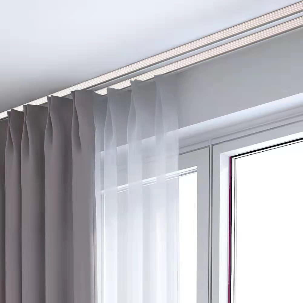 TIPIACE Guida Per Tende Doppia Pista In Alluminio Di Lusso – Montaggio A Soffitto, Scorrimento Silenzioso, Capacità 30KG, Personalizzabile Fino A 300 Cm (Nero) - 4