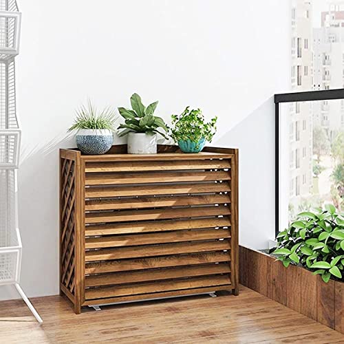 Paravent extérieur bois pour climatiseur et aménagement balcon fleuri