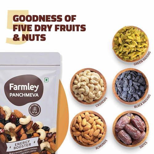 Image of Farmley Prasadam Makhana, 100% Natural & Crunchy (200 g) Farmley Premium Mixed Dry Fruits & Healthy Snacks Contains Almond,Cashew,Dates,Green and Black Raisins 200 Gm