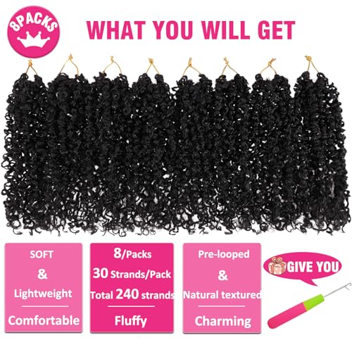 Unionbeauty 12 Inch Yanky Twist Crochet Hair 8 Packs Natural Black Pre-twisted Micro Passion Twist Crochet Hair Pre-looped Mini Spring Twist Crochet Braids Synthetic Crochet Hair for Black Woman 1B# - Image 6