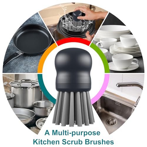 Image of Mini Dish Brush for Cleaning Chicken Shredder, Palm Brush Dish Scrubber with Ergonomic Grip, Kitchen Brush for Washing Dishes, Pans, Pots, Sink (1, Gray)