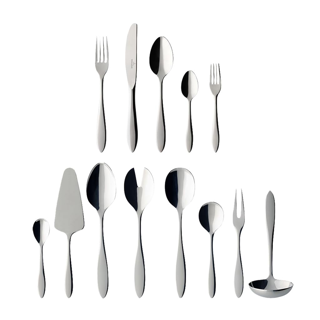 Villeroy & Boch - Arthur Besteckset 68 tlg. Platin, Spülmaschinenfest, Rostfrei, Besteck Set 68 teilig Silber, Gabel, Messer, Löffel, Essbesteck Set, Edelstahl