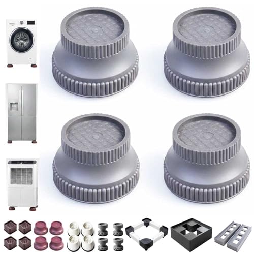 Image of SAI PRASEEDA Anti-Vibration Washing Machine Pads | 1 Set (4 pcs) | Grey | Round Shape | Stands for Washer, Fridge, Furniture, Beds, Tables, Sofa | Shock & Noise Reduction
