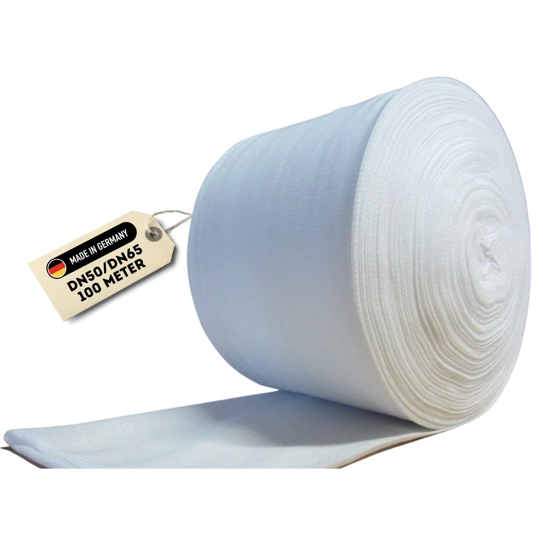 Doubleyou Geovlies & Baustoffe Malla de drenaje de 100 m, filtro para tubos de drenaje, DN50/DN65, manguera de filtro, perfecta para sistemas de drenaje, duradera, protección contra obstrucciones y