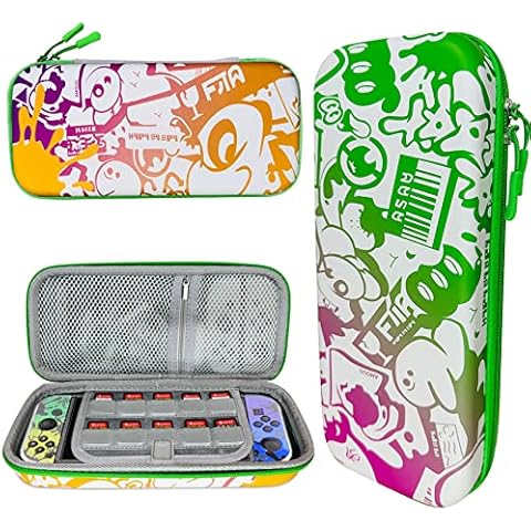 Tasche Kompatibel mit Switch/Switch OLED, Splatoon 3 switch Tasche, Harte Tragbare Switch Zubehör Taschen für Switch Konsole JoyCon Controller Cover