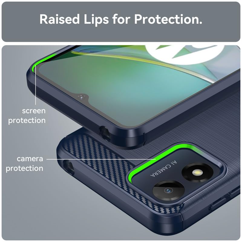Image of Hybrid Carbon Fiber Back Case for Moto E13 (Blue)